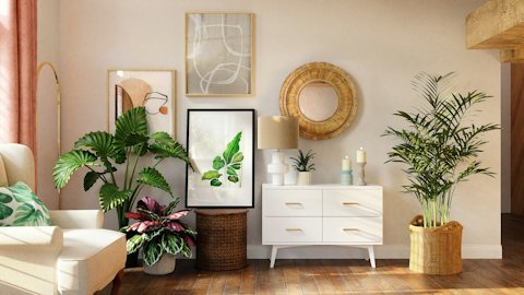 Bright spring room virtual background for Teams and Zoom