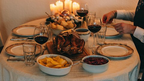 Thanksgiving dinner virtual background for Teams and Zoom