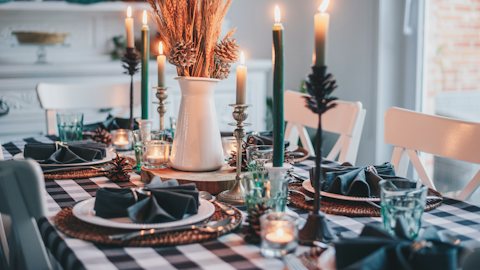 Thanksgiving table virtual background for Teams and Zoom