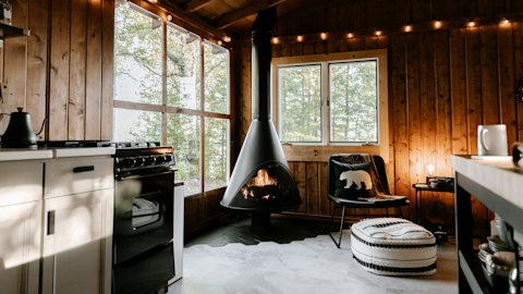 Winter cabin virtual background for Teams and Zoom